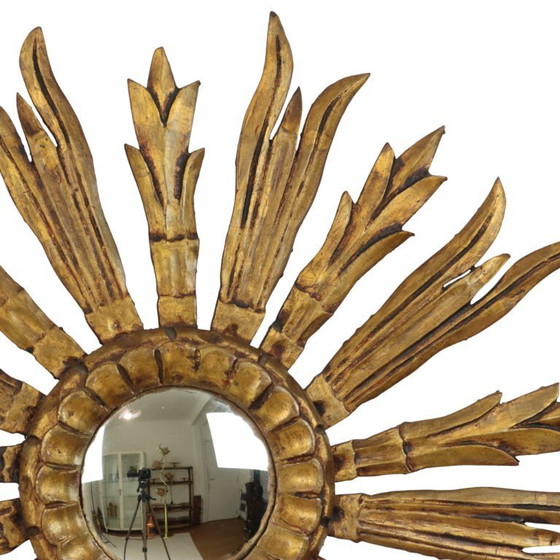 Image 1 of Wooden Sun Mirror Sunburst 70cm