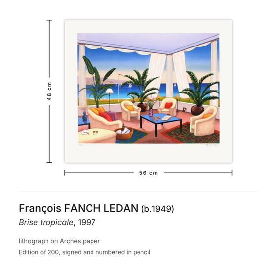 François FANCH LEDAN signierte Lithographie Brise Tropicale 1997 – Lithographien & Drucke, Paper (photo 3 of 5)