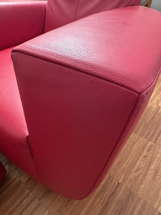 Image 1 of Longa-Sessel con Hocker (rotes Leder) de Gerard van den Berg