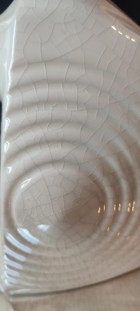 Image 1 of Pitcher, vintage crackled ceramic vase