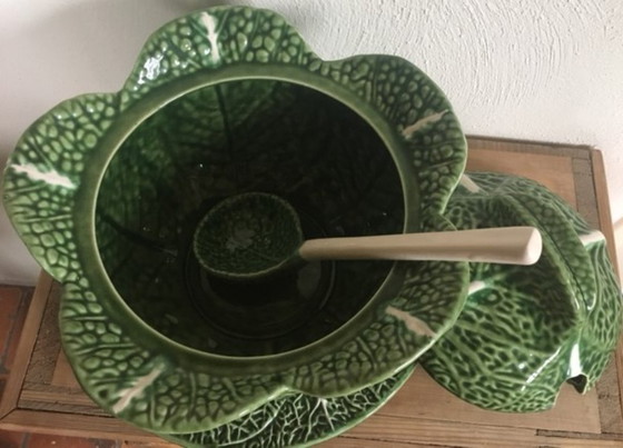 Image 1 of Terrine - Green cabbage 3-piece Portuguese earthenware