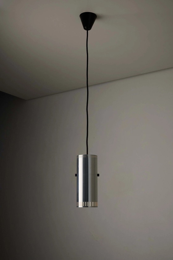 Aluminum "Cylinder" Pendant by Jo Hammerborg for Fog & Mørup, 1960s, Ceiling lights, Aluminium (photo 6 of 7)