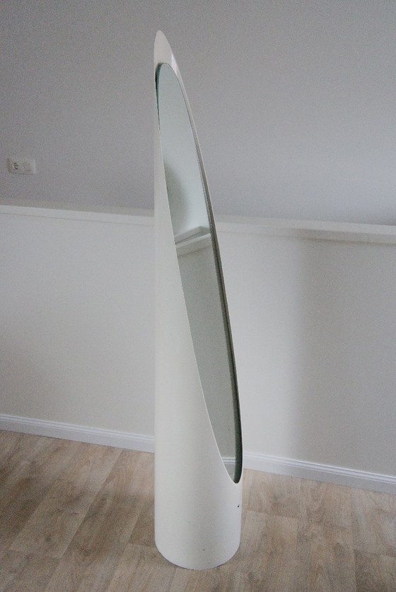 Image 1 of Roger Lecal „Lipstick“ Standspiegel, signiert Chabrières & Cie, Frankreich 1976 – Space Age Design Classic
