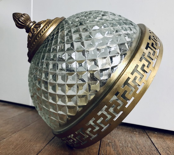 Image 1 of Lámpara de techo antigua de cristal y bronce de Maison L.GAU