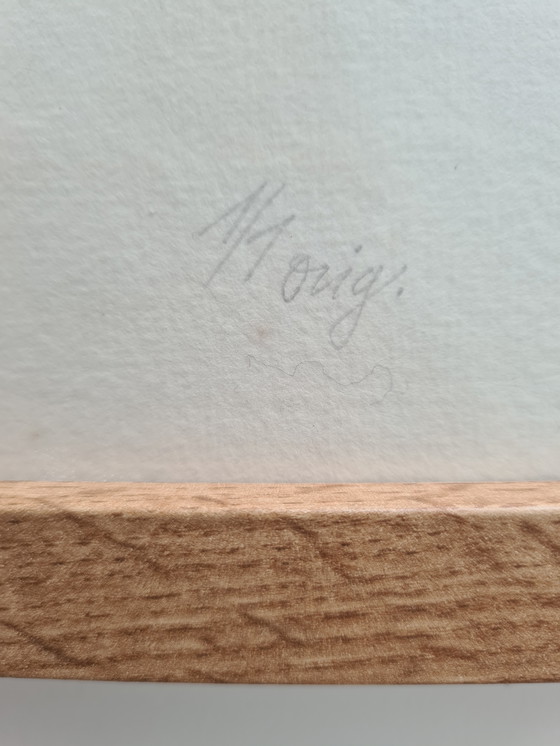 Image 1 of Lithographie signée « cabinet bleu », encadrée