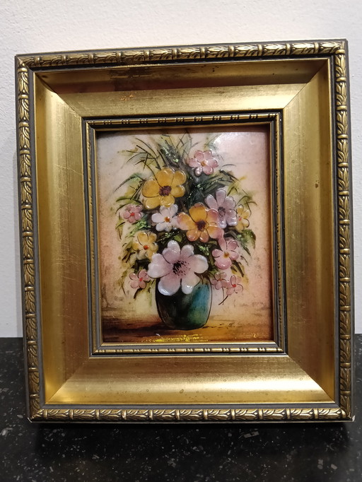 Miniature painting - enamel on copper - signed Limoges