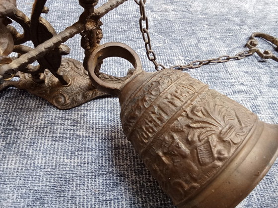 Image 1 of Oude Klooster Bel Deurklopper Met Engel En Mythologisch Figuur