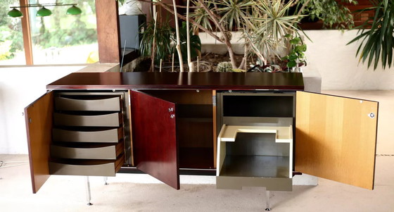 Image 1 of Solid Wood and Steel Sideboard France Circa 1970 Négroni Edition