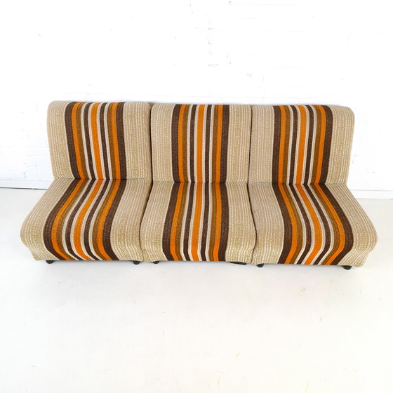 Image 1 of Canapé modulable vintage des années 70, en tissu velours côtelé, orange-brun