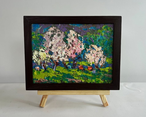 Original Oil Painting Spring Flowers Landscape Spring Blossom