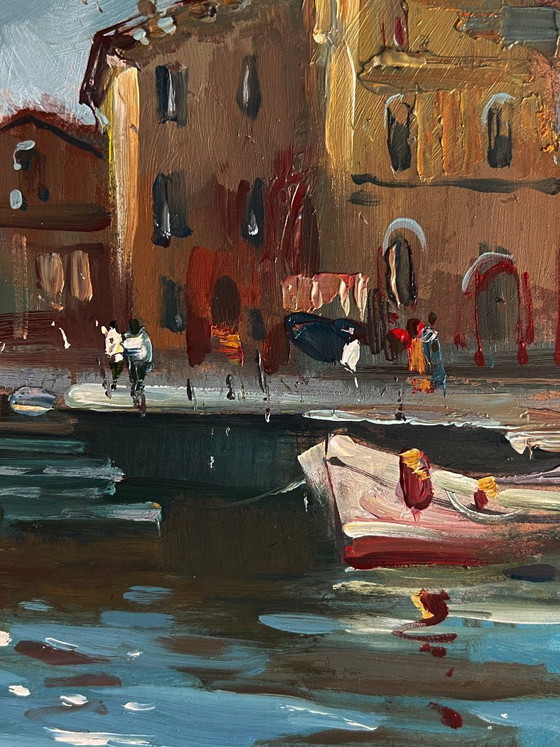 Image 1 of Dipinto ad olio originale: Paesaggio urbano, Architettura, Le antiche vie di Venezia
