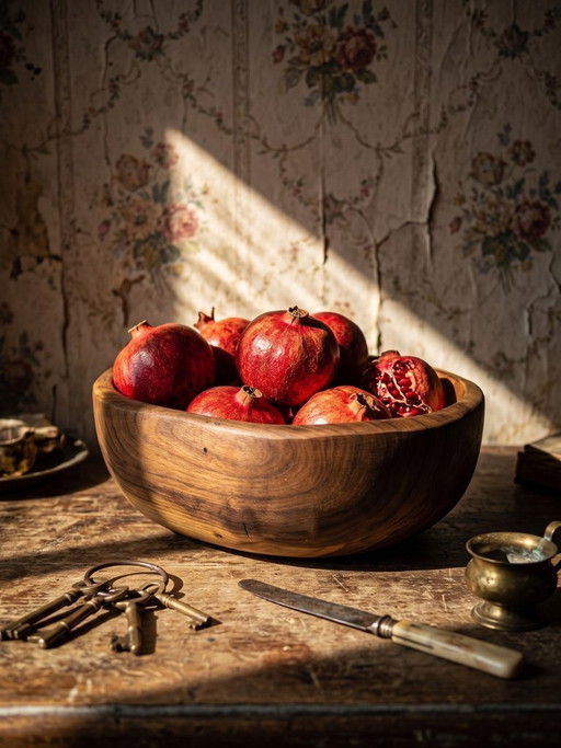 Large bowl made from a single piece of turned olive wood, 1950s-1970s