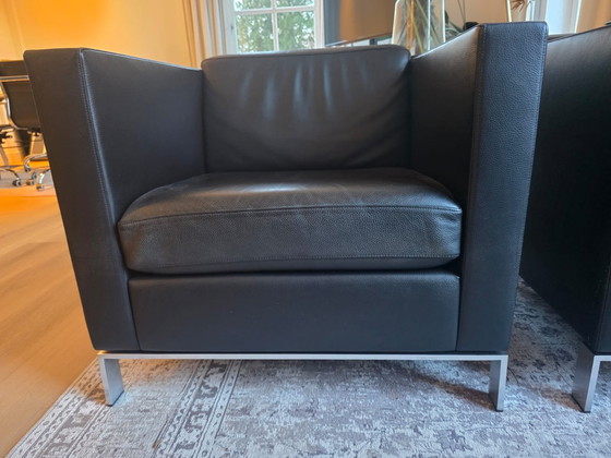 Image 1 of Walter Knoll Foster set – sofa + 2 Foster 500 armchairs – black leather – top condition