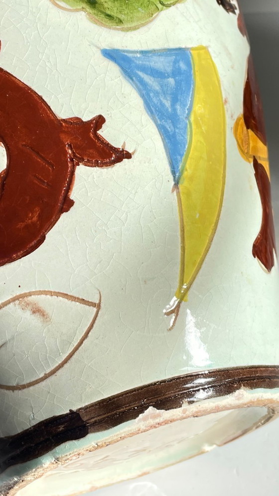 Image 1 of Italian Majolica Vases with Dragon Motif