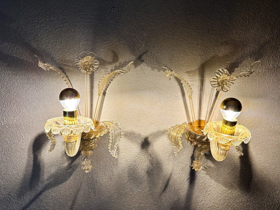 Vintage Pair Murano Wall lights Gold – Metal, Murano Glass (photo 7 of 11)