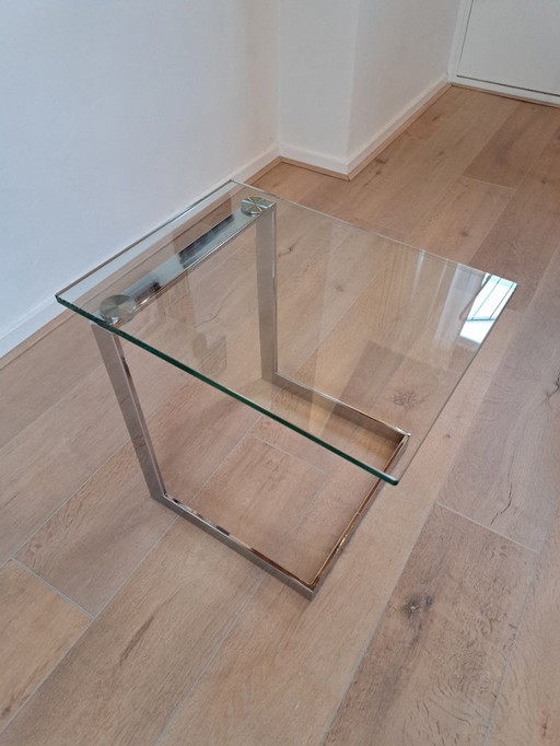 Gebra, bijzettafel, glas, metaal, design, vintage
