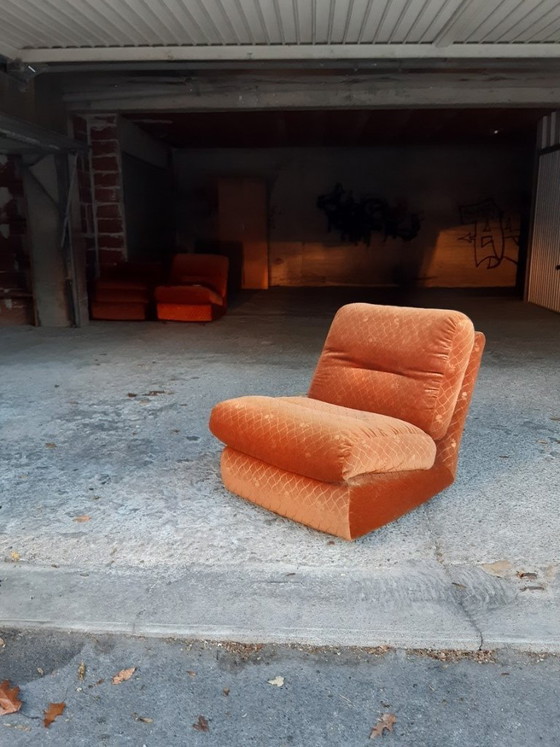 Image 1 of 1/7 Chauffeuse Orange Ligne Roset Pr M. Ducaroy Mod. Albany, Design Ép. Vintage