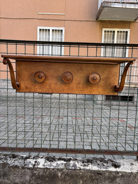 Vintage Houten Wandkapstok met Hoedenplank 90 Cm Mid Century – Wandrek, Wood (photo 8 of 10)