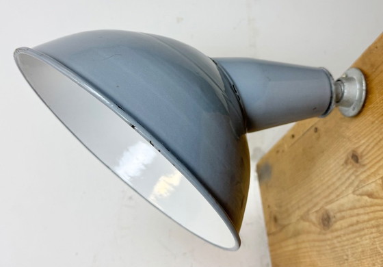 Image 1 of Industrial British Grey Enamel Factory Wall Lamp, 1960s