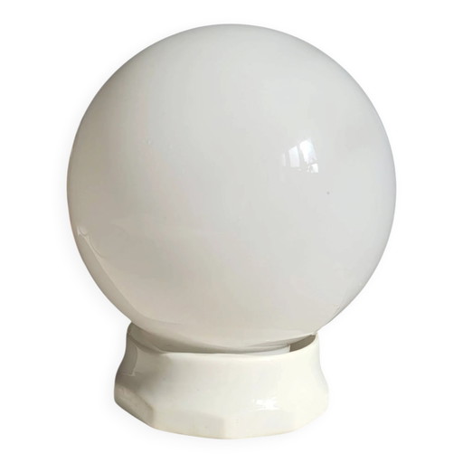 Opaline ball ceiling light, Art Deco/industrial — 1930s-1950s
