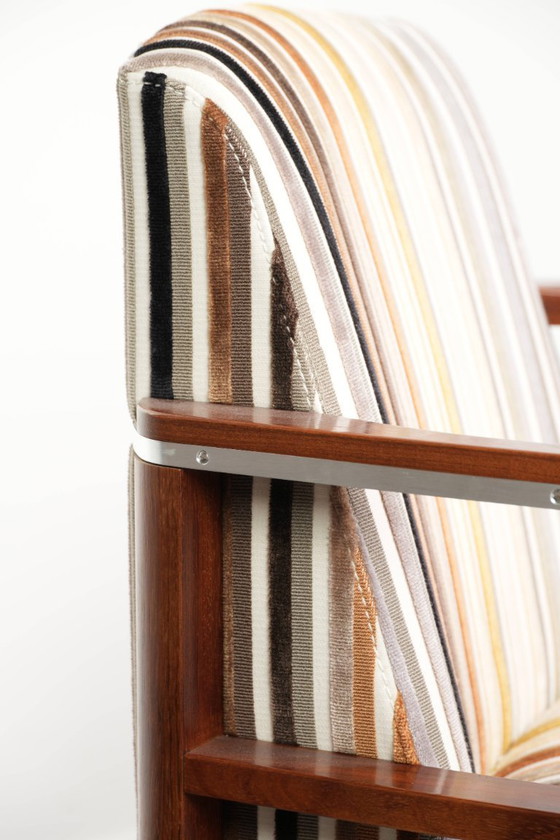 Image 1 of 4 sillas de comedor exclusivas de diseño Art Déco de Schuitema, pertenecientes a la serie Decoforma, con tapicería de tela de lu