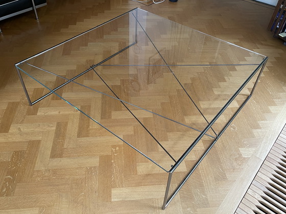 Image 1 of Design Glazen Tafel Met Chrome Onderstel