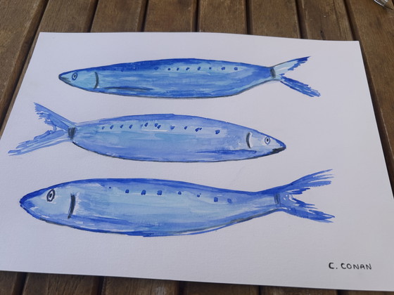Image 1 of Watercolor Mackerel