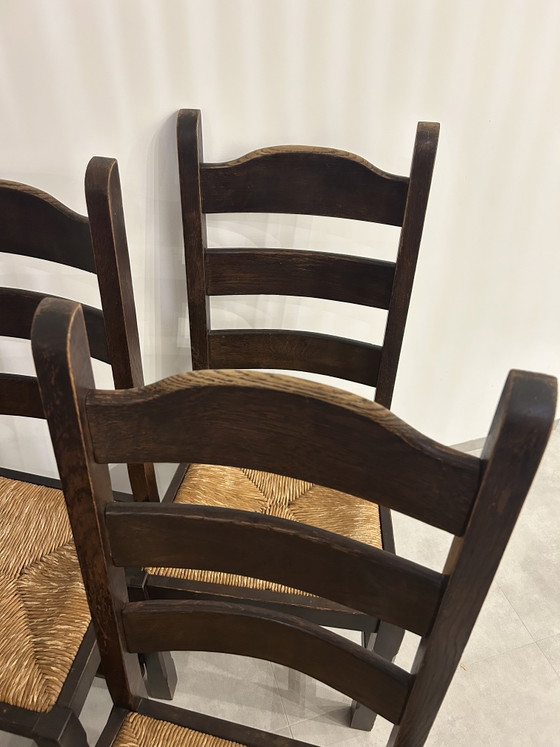 Image 1 of 4x Brutalistische ladderback stoelen