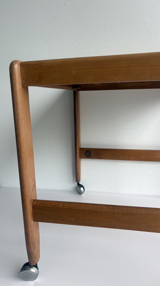 Vintage Danish design teak wood bar cart trolley 1960s, Metal, Brown (photo 5 of 15)