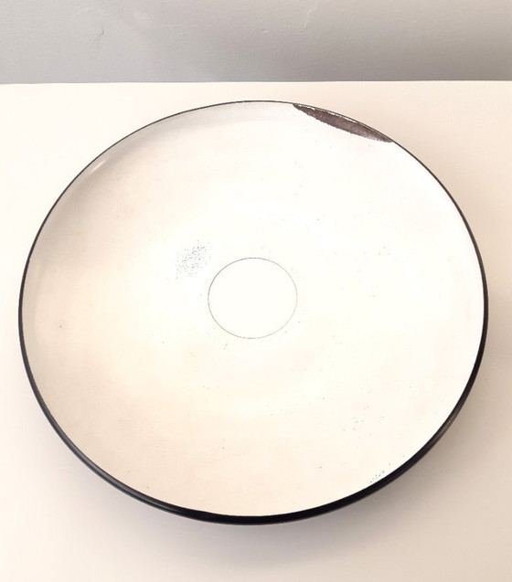 Image 1 of Vintage milk glass UFO-shaped pendant lamp with metal saucer, mcm lamp