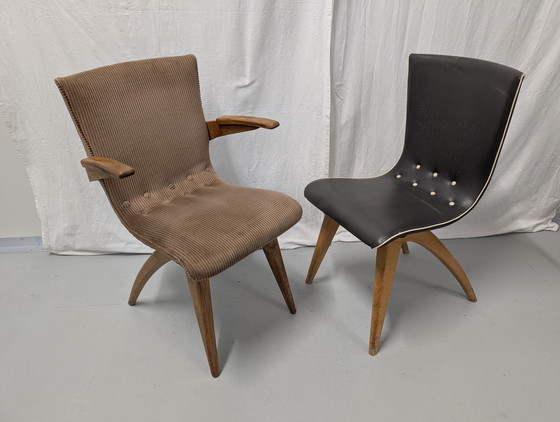 Image 1 of Uniek: partij Van Os Culemborg Swing chairs 50s Dutch design