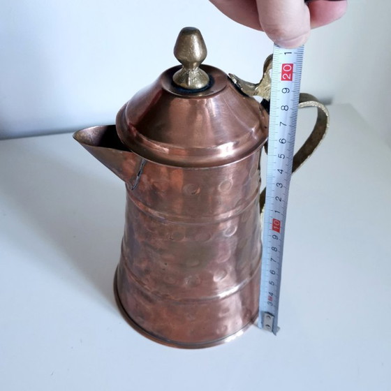 Image 1 of CAFFETTIERA ANTICA ARTIGIANALE IN RAME E OTTONE