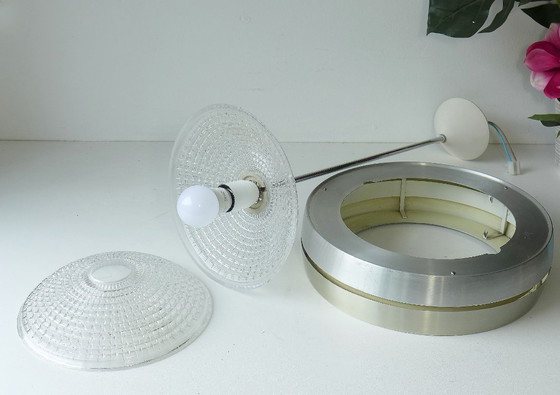 Image 1 of Zeldzame RAAK, NL hanglamp vintage pendellamp UFO van glas en aluminium