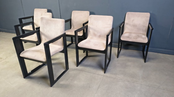 Image 1 of Set van 6 vintage eetkamerstoelen toegeschreven aan Tobia Scarpa, jaren 70.