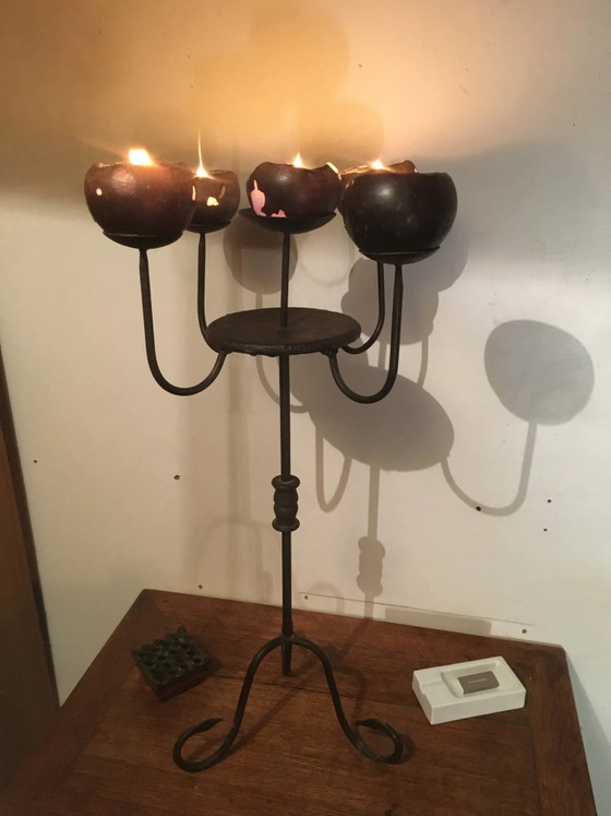 Candelabro 5 candele in ferro battuto – Portacandele, Vintage (photo 9 of 12)