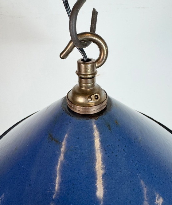 Image 1 of Lampada a sospensione industriale in smalto blu britannico, anni '50