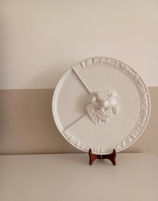 Vintage 80er Jahre. Italienische Keramik Servier-/Käseplatte - handgefertigt.