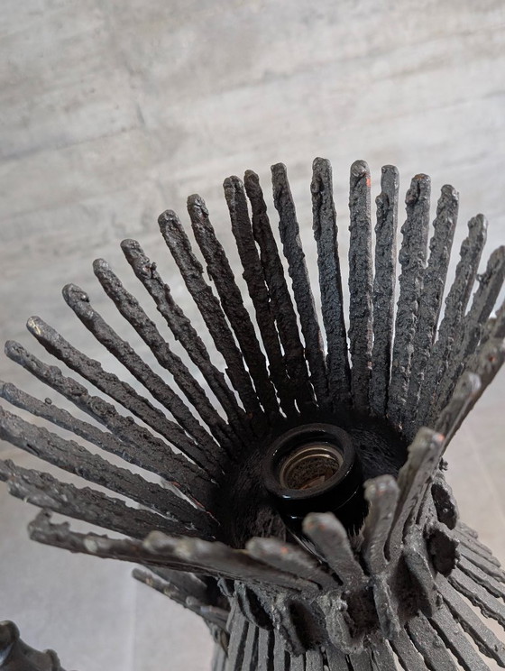 Lampada da terra brutalista in ferro battuto nero a cinque luci a cardo, anni '70 – Lampade da terra, Iron (photo 14 of 14)