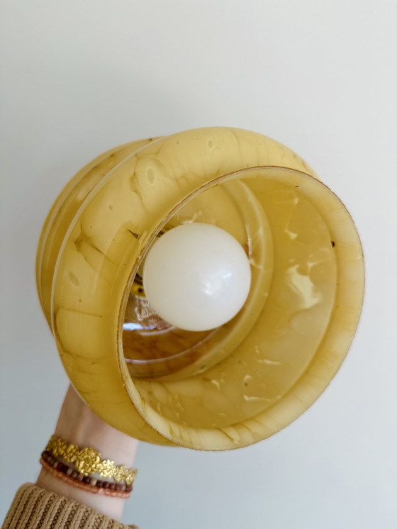 Image 1 of Vintage Art Deco amber marbled glass pendant lamp – 1920s/1930s style