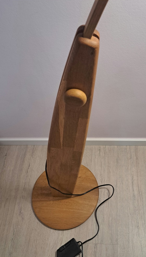 DOMUS 6703 – Zeldzame verstelbare eikenhouten vloerlamp | Vintage Duits design – Vloerlampen, Paper, Wood (photo 9 of 14)