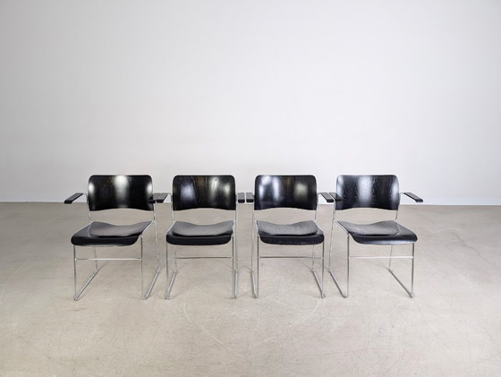 Image 1 of Originele set van 4 Howe 40/4 stoelen David Rowland Midcentury stapelstoel