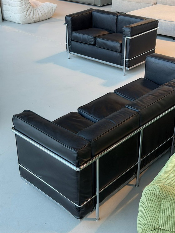 Image 1 of Cassina Le Corbusier LC-2 Set | Schwarzes Leder