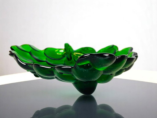 Green depression glass style grape shaped vase bowl