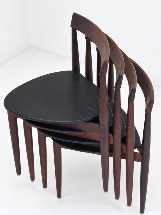 Roundette Teak Dining Chairs By Hans Olsen For Frem Rojle, 1960s Set Of 4 – Leather, Wood (photo 13 of 16)