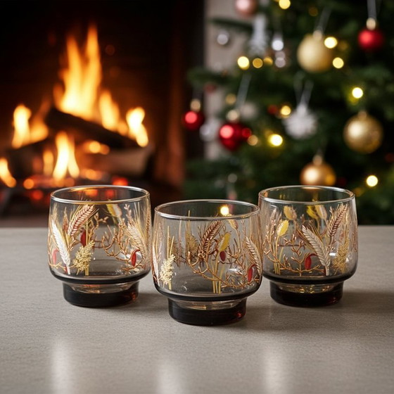 Image 1 of Verres fumés Luminarc Tivoli Vintage Harvest Design des années 1970 - Lot de 3
