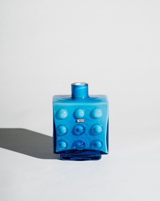 Friedrich Kristall “Bubble” Pop Art Vase – Blue Cased Glass, Germany, 1970s