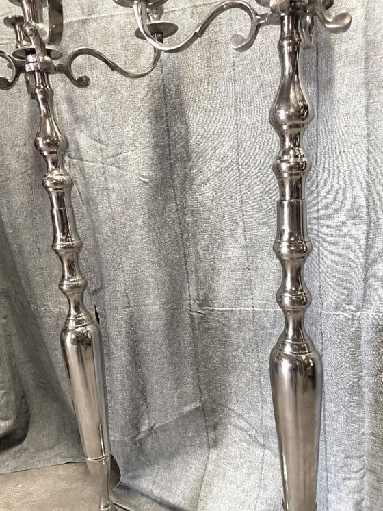 Image 1 of Paar große, versilberte Metallkerzenständer/Kerzenhalter