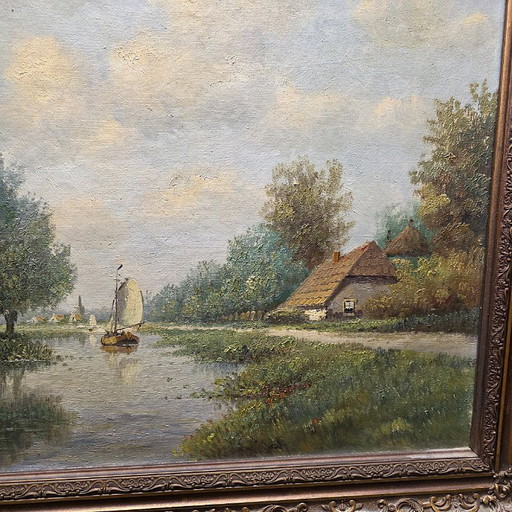 H. Sanders classic Dutch landscape painting 1950/70