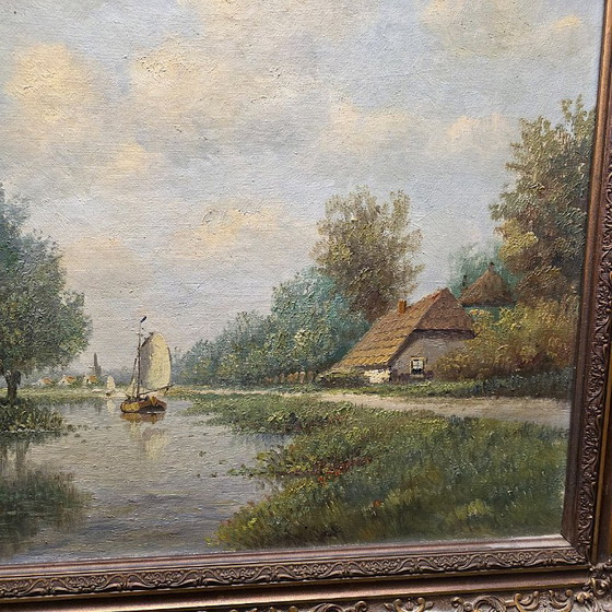 Image 1 of H. Sanders classic Dutch landscape painting 1950/70