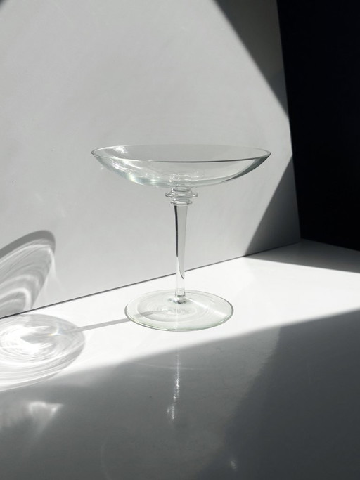 Ciotola in vetro soffiato a mano vintage, Tazza in vetro trasparente con piede alto, elegante ciotola da (photo 2 of 5)